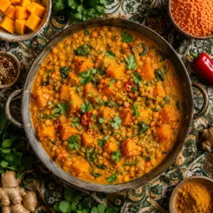 Pompoen linzen curry